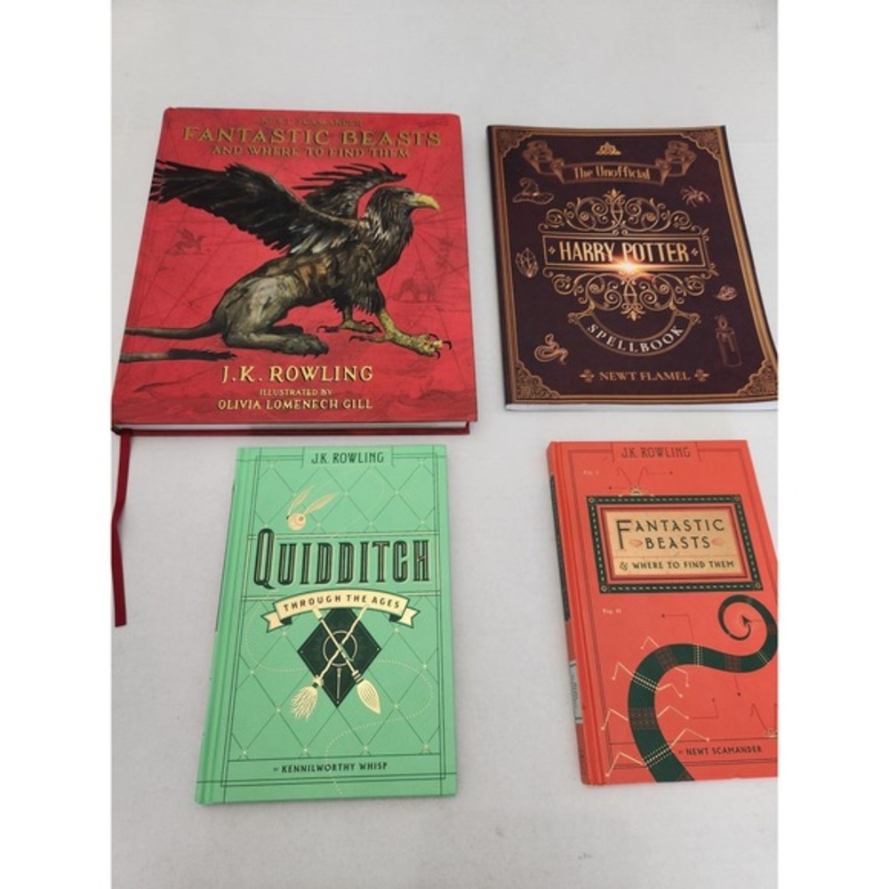 Harry Potter Book Lot Fantastic Beasts Illustrated Quidditch Spellbook 4 Books